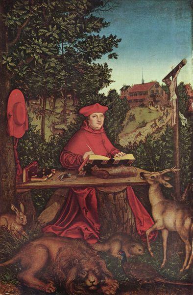 Lucas Cranach Portrat des Kardinal Albrecht von Brandenburg als Hl Hieronymus im Grunen china oil painting image